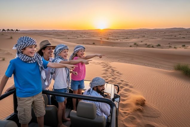 Dubai desert safari with 2 year old at sunset