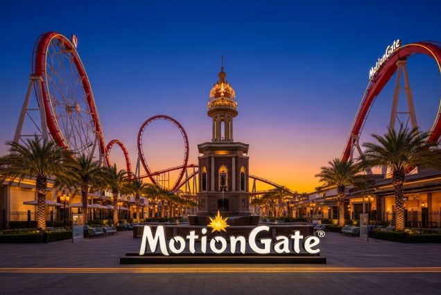 Family enjoying Motiongate Dubai theme park
